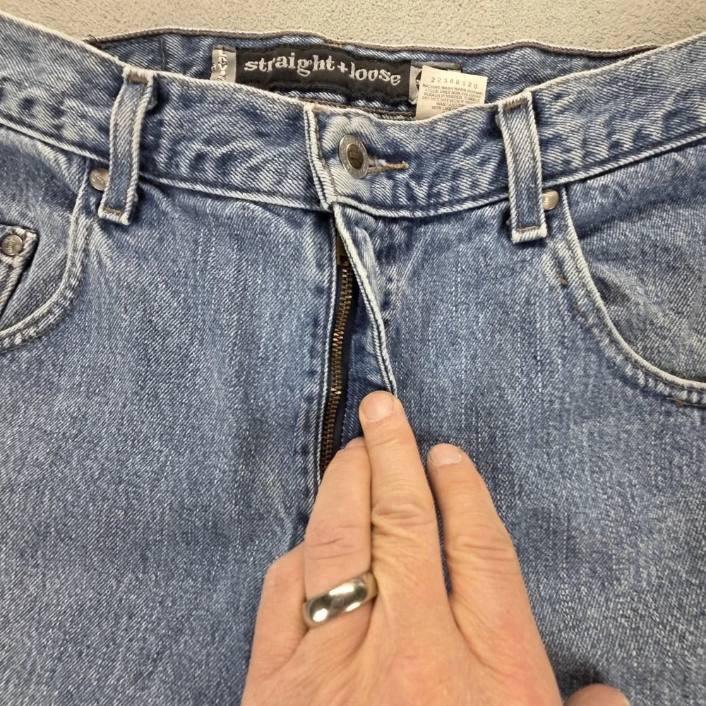 VTG Levis SilverTab Jeans Mens Blue Straight Loose Wide Leg Baggy Y2K Fits 32x28